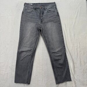 Gap Jeans Womens 28/6R Gray Cheeky Straight High Rise Button Fly Raw Hem Denim